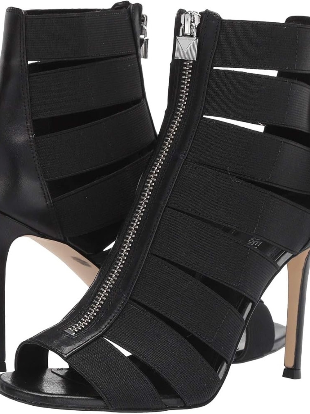 Michael Kors Black Strappy Peep-Toe High Heel Booties 5.5